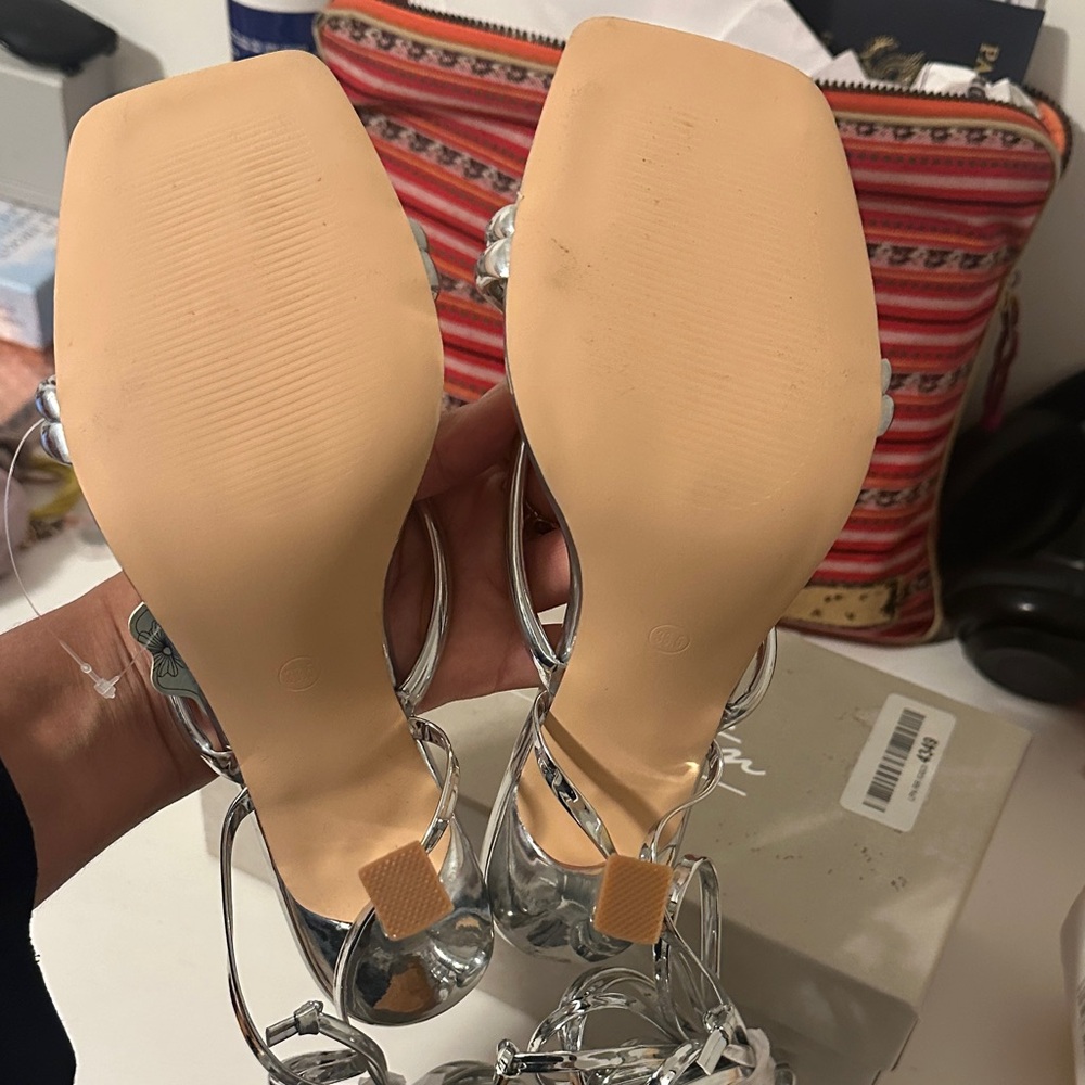 Machine Silver Women's Heels - Picture 3 of 5